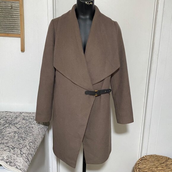 Lauren Ralph Lauren Asymmetrical Wool Blend Wrap Winter Coat Size 4 - Picture 2 of 8